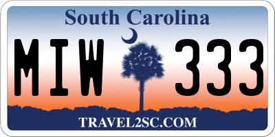 SC license plate MIW333