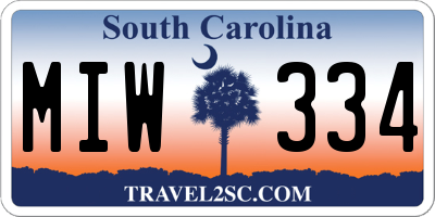 SC license plate MIW334