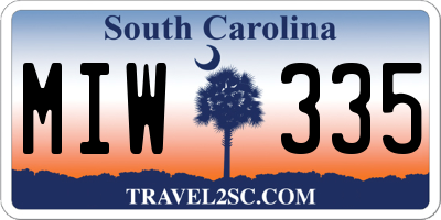SC license plate MIW335