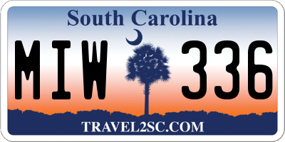 SC license plate MIW336