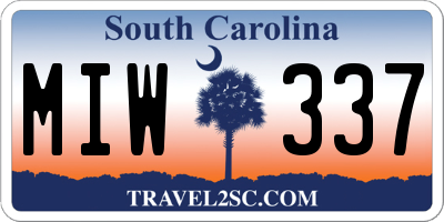 SC license plate MIW337