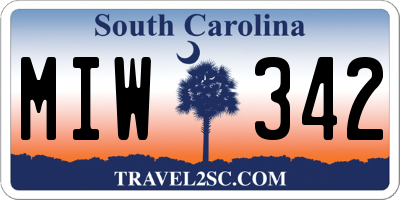 SC license plate MIW342