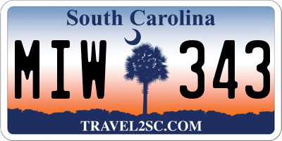 SC license plate MIW343