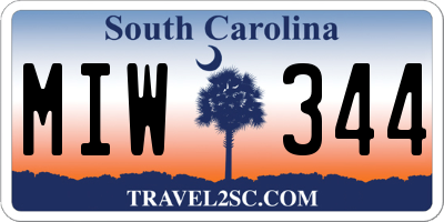 SC license plate MIW344