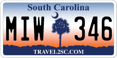SC license plate MIW346
