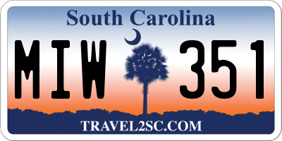SC license plate MIW351