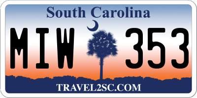 SC license plate MIW353
