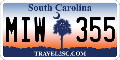 SC license plate MIW355