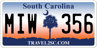 SC license plate MIW356