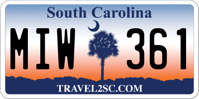 SC license plate MIW361