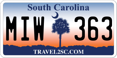 SC license plate MIW363