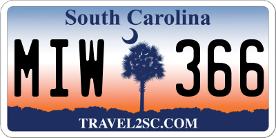 SC license plate MIW366