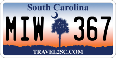 SC license plate MIW367