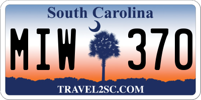 SC license plate MIW370