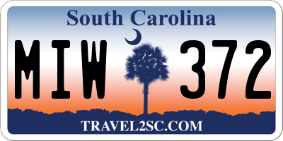 SC license plate MIW372