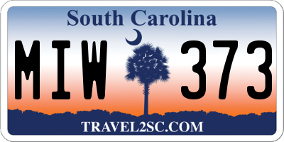 SC license plate MIW373