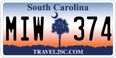 SC license plate MIW374