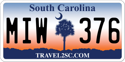 SC license plate MIW376