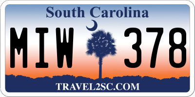 SC license plate MIW378