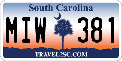 SC license plate MIW381