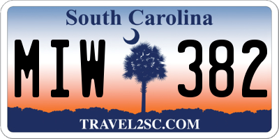 SC license plate MIW382