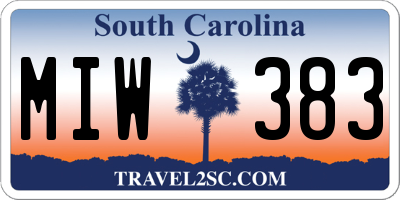 SC license plate MIW383