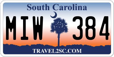 SC license plate MIW384
