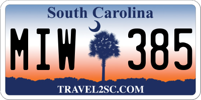 SC license plate MIW385