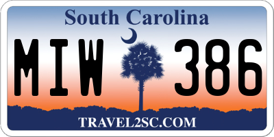 SC license plate MIW386