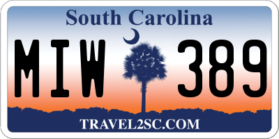 SC license plate MIW389