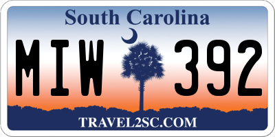 SC license plate MIW392