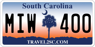 SC license plate MIW400