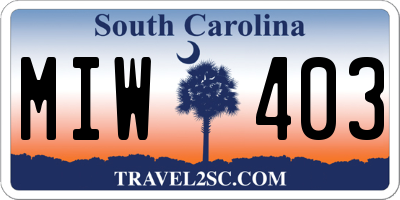 SC license plate MIW403