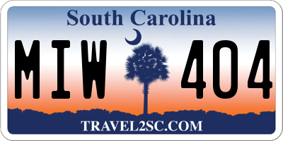 SC license plate MIW404