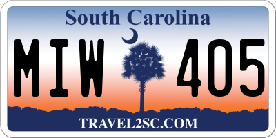 SC license plate MIW405