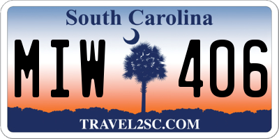 SC license plate MIW406