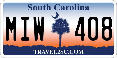 SC license plate MIW408