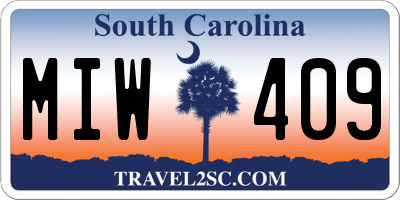SC license plate MIW409
