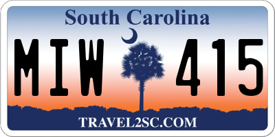 SC license plate MIW415