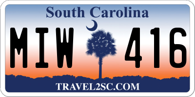 SC license plate MIW416