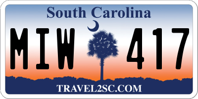 SC license plate MIW417