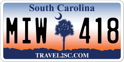 SC license plate MIW418