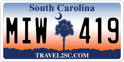 SC license plate MIW419