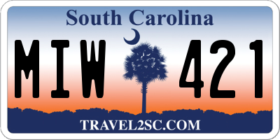 SC license plate MIW421