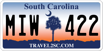 SC license plate MIW422