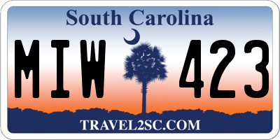 SC license plate MIW423