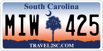 SC license plate MIW425