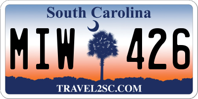 SC license plate MIW426