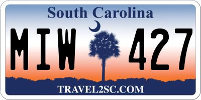 SC license plate MIW427