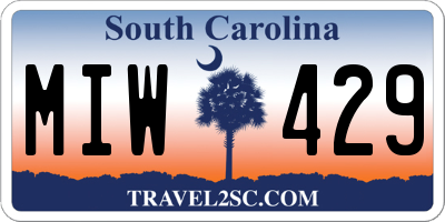 SC license plate MIW429
